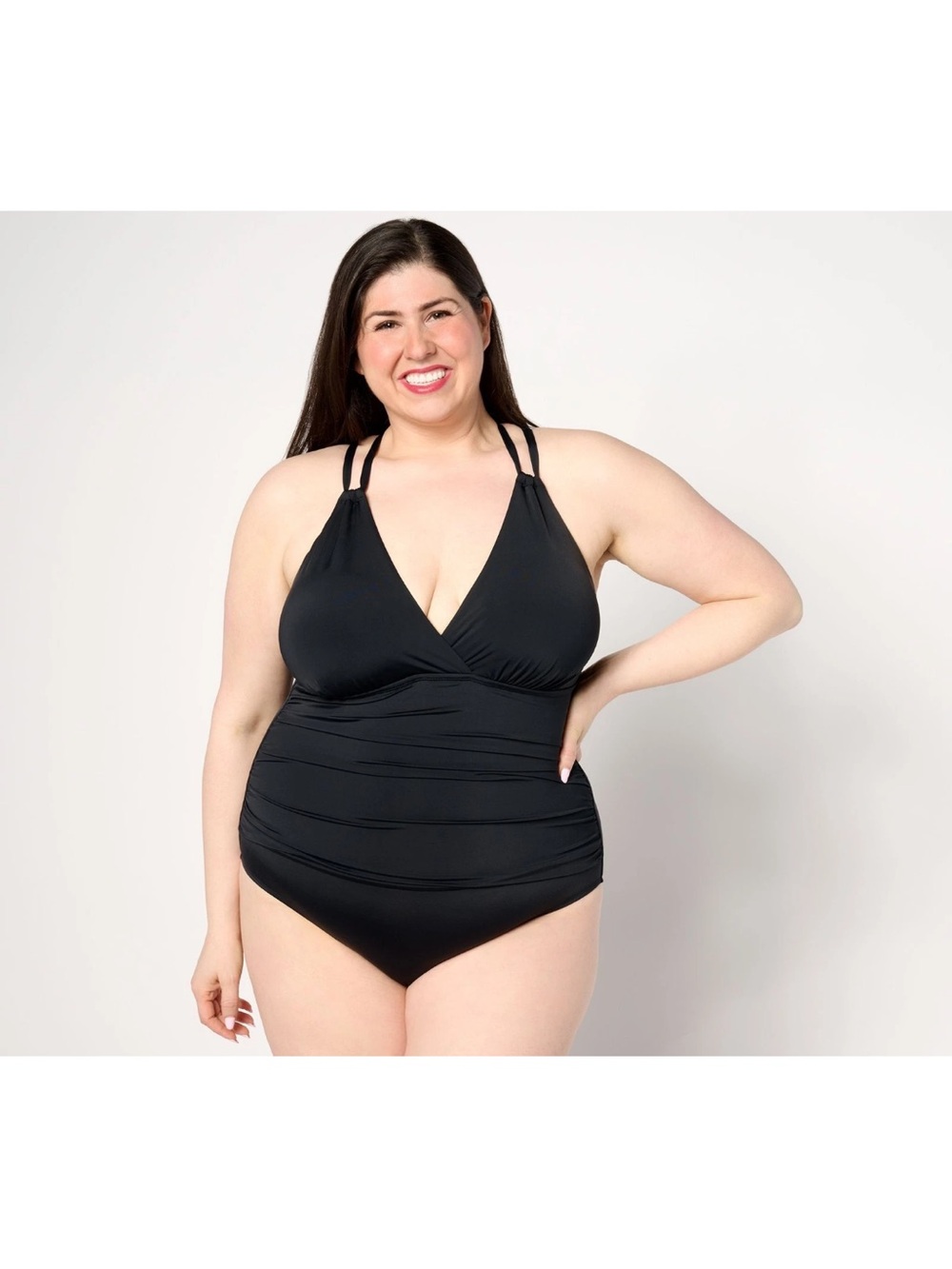 Jantzen Black turbie twist One-Piece Swimsuit smoothing tummy control NWT